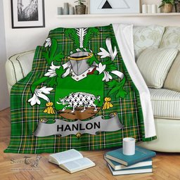 Scottish Hanlon or O'Hanlon Coat of Arms Family Crest Ireland Blanket Irish National Tartan Irish County Blanket