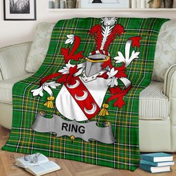 Scottish Ring or O'Ring Coat of Arms Family Crest Ireland Blanket Irish National Tartan Irish County Blanket