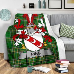 Scottish Ring or O'Ring Coat of Arms Family Crest Ireland Blanket Irish National Tartan Irish County Blanket