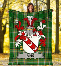 Scottish Ring or O'Ring Coat of Arms Family Crest Ireland Blanket Irish National Tartan Irish County Blanket