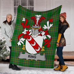 Scottish Ring or O'Ring Coat of Arms Family Crest Ireland Blanket Irish National Tartan Irish County Blanket