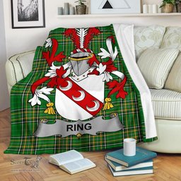 Scottish Ring or O'Ring Coat of Arms Family Crest Ireland Blanket Irish National Tartan Irish County Blanket
