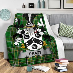 Scottish Pratt Coat of Arms Family Crest Ireland Blanket Irish National Tartan Irish County Blanket