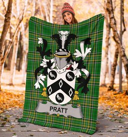 Scottish Pratt Coat of Arms Family Crest Ireland Blanket Irish National Tartan Irish County Blanket