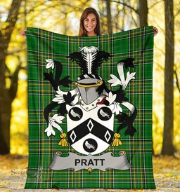 Scottish Pratt Coat of Arms Family Crest Ireland Blanket Irish National Tartan Irish County Blanket