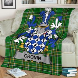 Scottish Cronin or O'Cronin Coat of Arms Family Crest Ireland Blanket Irish National Tartan Irish County Blanket