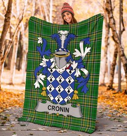 Scottish Cronin or O'Cronin Coat of Arms Family Crest Ireland Blanket Irish National Tartan Irish County Blanket