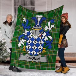 Scottish Cronin or O'Cronin Coat of Arms Family Crest Ireland Blanket Irish National Tartan Irish County Blanket