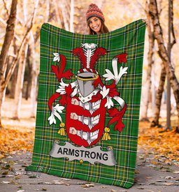 Scottish Armstrong Coat of Arms Family Crest Ireland Blanket Irish National Tartan Irish County Blanket
