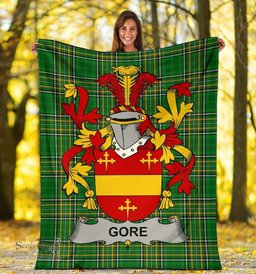 Scottish Gore Coat of Arms Family Crest Ireland Blanket Irish National Tartan Irish County Blanket