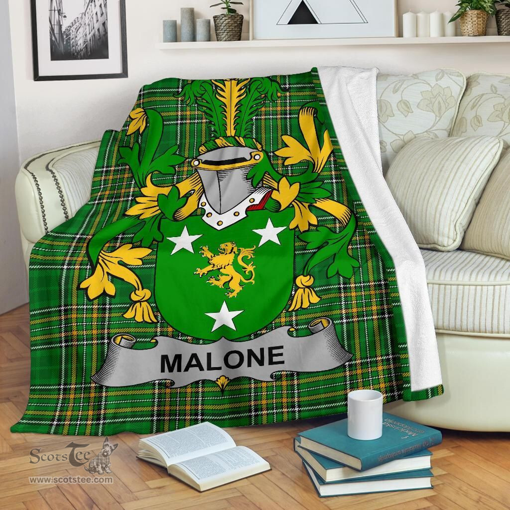 Scottish Malone or O'Malone Coat of Arms Family Crest Ireland Blanket Irish National Tartan Irish County Blanket