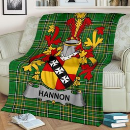 Scottish Hannon or O'Hannon Coat of Arms Family Crest Ireland Blanket Irish National Tartan Irish County Blanket