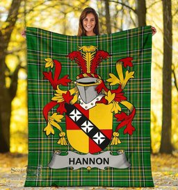 Scottish Hannon or O'Hannon Coat of Arms Family Crest Ireland Blanket Irish National Tartan Irish County Blanket