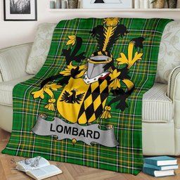 Scottish Lombard Coat of Arms Family Crest Ireland Blanket Irish National Tartan Irish County Blanket