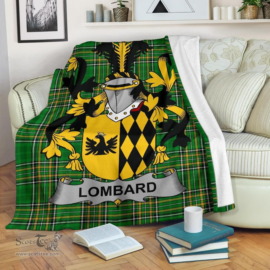 Scottish Lombard Coat of Arms Family Crest Ireland Blanket Irish National Tartan Irish County Blanket