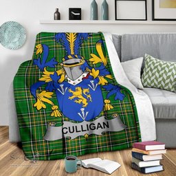 Scottish Culligan or McColgan Coat of Arms Family Crest Ireland Blanket Irish National Tartan Irish County Blanket