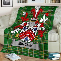 Scottish Minchin Coat of Arms Family Crest Ireland Blanket Irish National Tartan Irish County Blanket