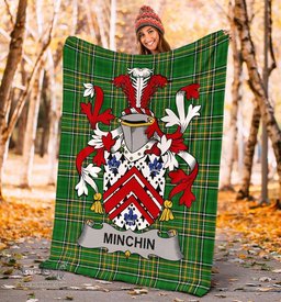 Scottish Minchin Coat of Arms Family Crest Ireland Blanket Irish National Tartan Irish County Blanket