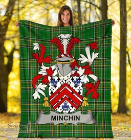 Scottish Minchin Coat of Arms Family Crest Ireland Blanket Irish National Tartan Irish County Blanket