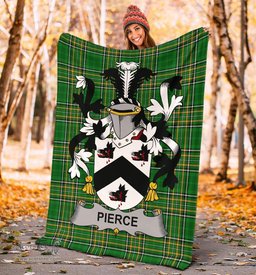 Scottish Pierce Coat of Arms Family Crest Ireland Blanket Irish National Tartan Irish County Blanket