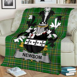 Scottish Newsom or Newsam Coat of Arms Family Crest Ireland Blanket Irish National Tartan Irish County Blanket