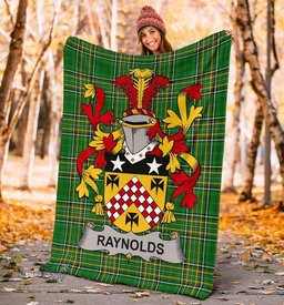 Scottish Raynolds Coat of Arms Family Crest Ireland Blanket Irish National Tartan Irish County Blanket