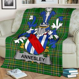 Scottish Annesley Coat of Arms Family Crest Ireland Blanket Irish National Tartan Irish County Blanket