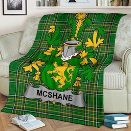 Scottish Shane or McShane Coat of Arms Family Crest Ireland Blanket Irish National Tartan Irish County Blanket