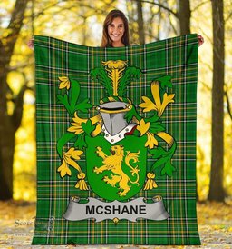 Scottish Shane or McShane Coat of Arms Family Crest Ireland Blanket Irish National Tartan Irish County Blanket