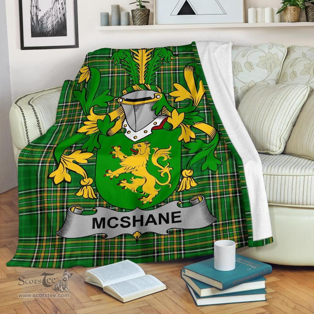 Scottish Shane or McShane Coat of Arms Family Crest Ireland Blanket Irish National Tartan Irish County Blanket