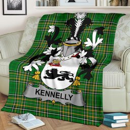 Scottish Kennelly or O'Kineally Coat of Arms Family Crest Ireland Blanket Irish National Tartan Irish County Blanket