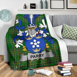 Scottish Parry Coat of Arms Family Crest Ireland Blanket Irish National Tartan Irish County Blanket