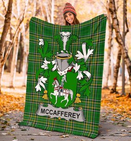 Scottish McCafferey or McCaffrey Coat of Arms Family Crest Ireland Blanket Irish National Tartan Irish County Blanket