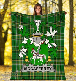 Scottish McCafferey or McCaffrey Coat of Arms Family Crest Ireland Blanket Irish National Tartan Irish County Blanket