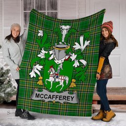 Scottish McCafferey or McCaffrey Coat of Arms Family Crest Ireland Blanket Irish National Tartan Irish County Blanket