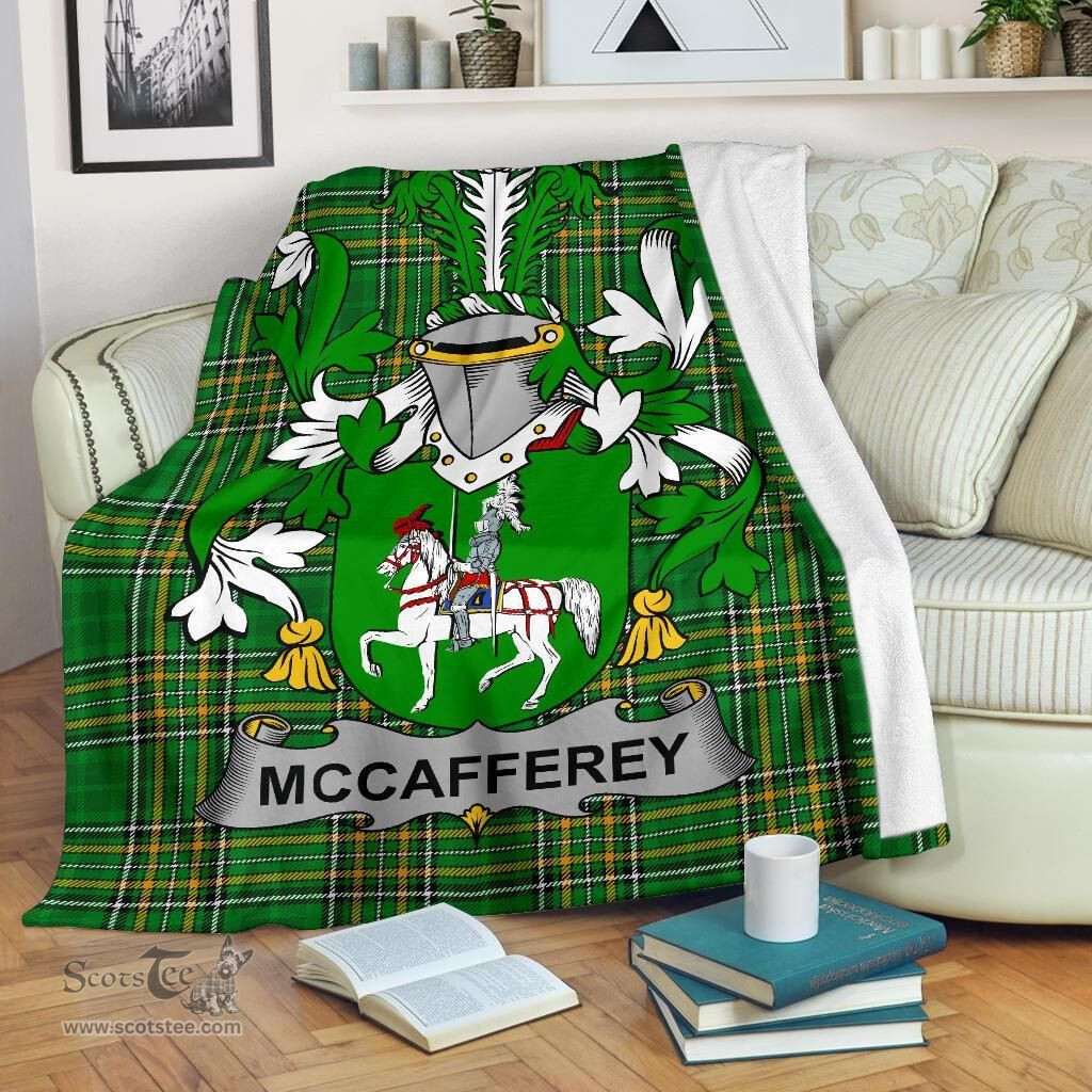 Scottish McCafferey or McCaffrey Coat of Arms Family Crest Ireland Blanket Irish National Tartan Irish County Blanket