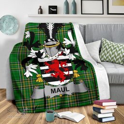 Scottish Maul or Maule Coat of Arms Family Crest Ireland Blanket Irish National Tartan Irish County Blanket
