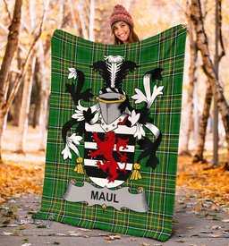 Scottish Maul or Maule Coat of Arms Family Crest Ireland Blanket Irish National Tartan Irish County Blanket