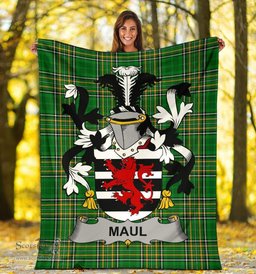 Scottish Maul or Maule Coat of Arms Family Crest Ireland Blanket Irish National Tartan Irish County Blanket