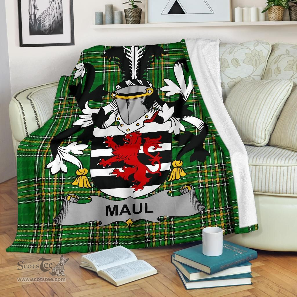Scottish Maul or Maule Coat of Arms Family Crest Ireland Blanket Irish National Tartan Irish County Blanket
