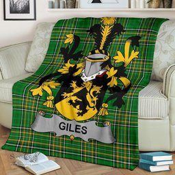 Scottish Giles or Gyles Coat of Arms Family Crest Ireland Blanket Irish National Tartan Irish County Blanket