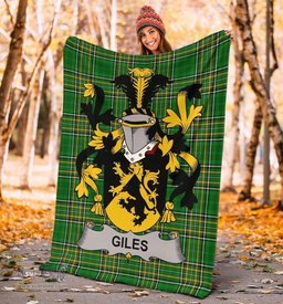 Scottish Giles or Gyles Coat of Arms Family Crest Ireland Blanket Irish National Tartan Irish County Blanket