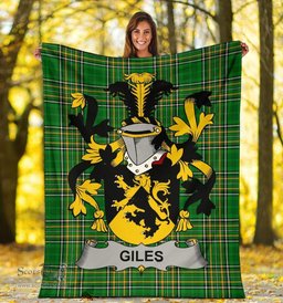 Scottish Giles or Gyles Coat of Arms Family Crest Ireland Blanket Irish National Tartan Irish County Blanket