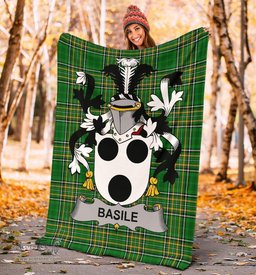 Scottish Basile Coat of Arms Family Crest Ireland Blanket Irish National Tartan Irish County Blanket