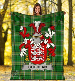 Scottish Coghlan or McCoghlan Coat of Arms Family Crest Ireland Blanket Irish National Tartan Irish County Blanket