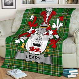 Scottish Leary or O'Leary Coat of Arms Family Crest Ireland Blanket Irish National Tartan Irish County Blanket