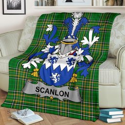 Scottish Scanlon or O'Scanlan Coat of Arms Family Crest Ireland Blanket Irish National Tartan Irish County Blanket