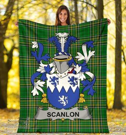 Scottish Scanlon or O'Scanlan Coat of Arms Family Crest Ireland Blanket Irish National Tartan Irish County Blanket