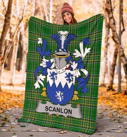 Scottish Scanlon or O'Scanlan Coat of Arms Family Crest Ireland Blanket Irish National Tartan Irish County Blanket