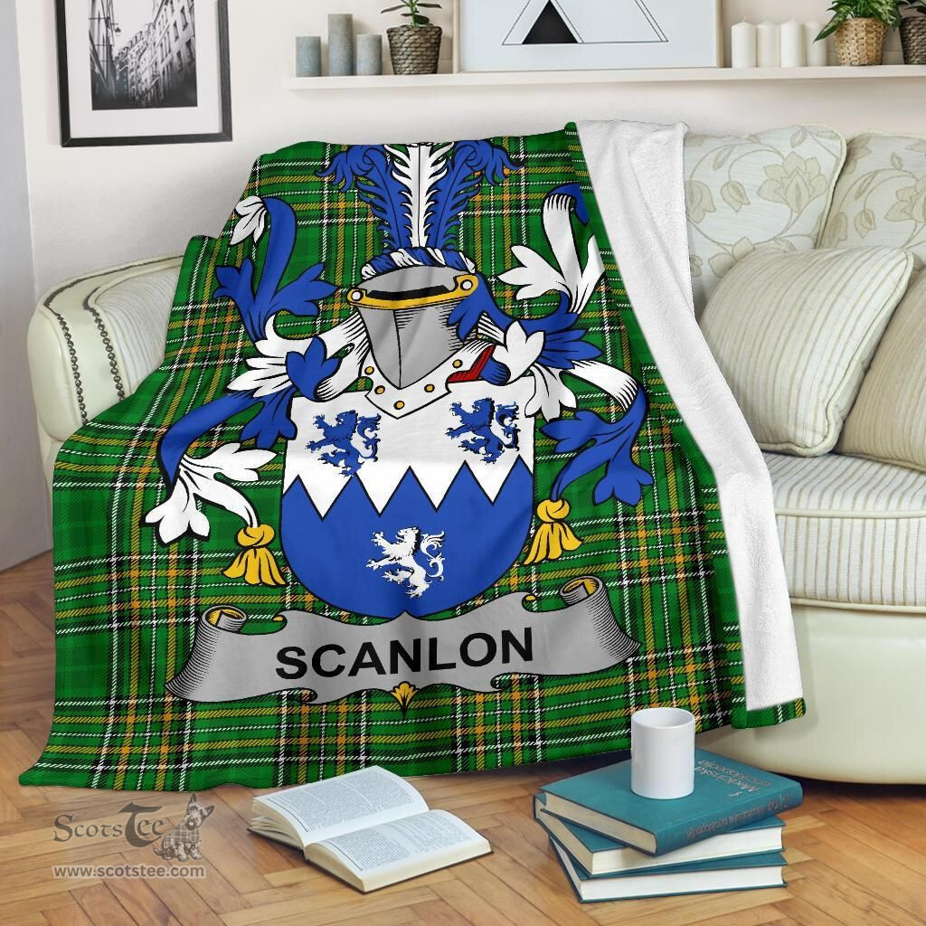 Scottish Scanlon or O'Scanlan Coat of Arms Family Crest Ireland Blanket Irish National Tartan Irish County Blanket